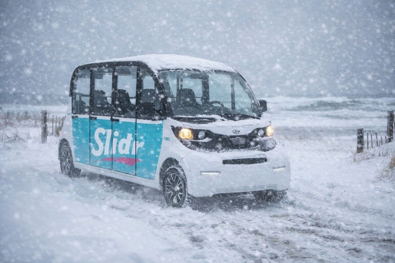 Slidr electric shuttle on the road