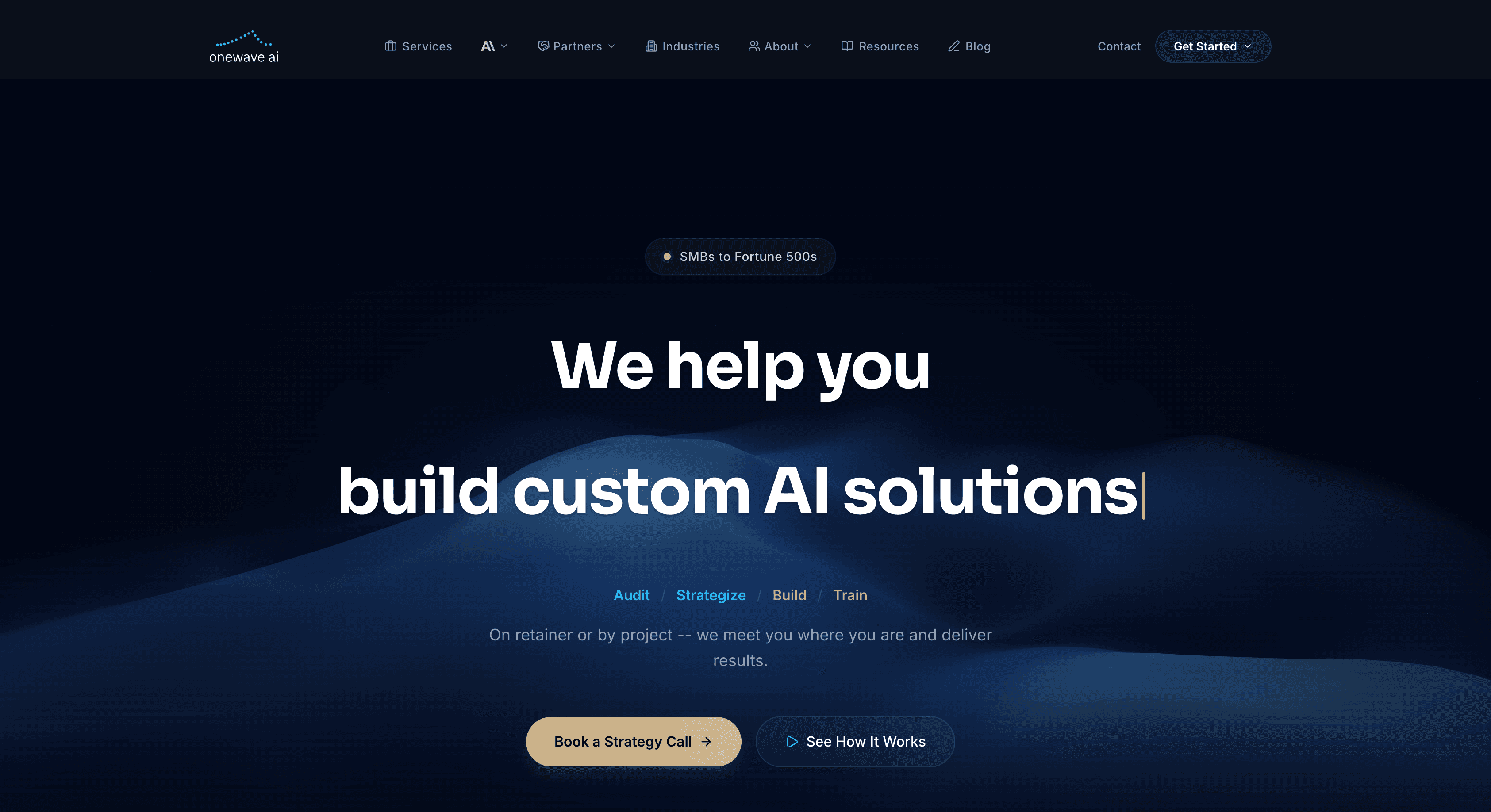 The current OneWave AI website, built with Claude Code