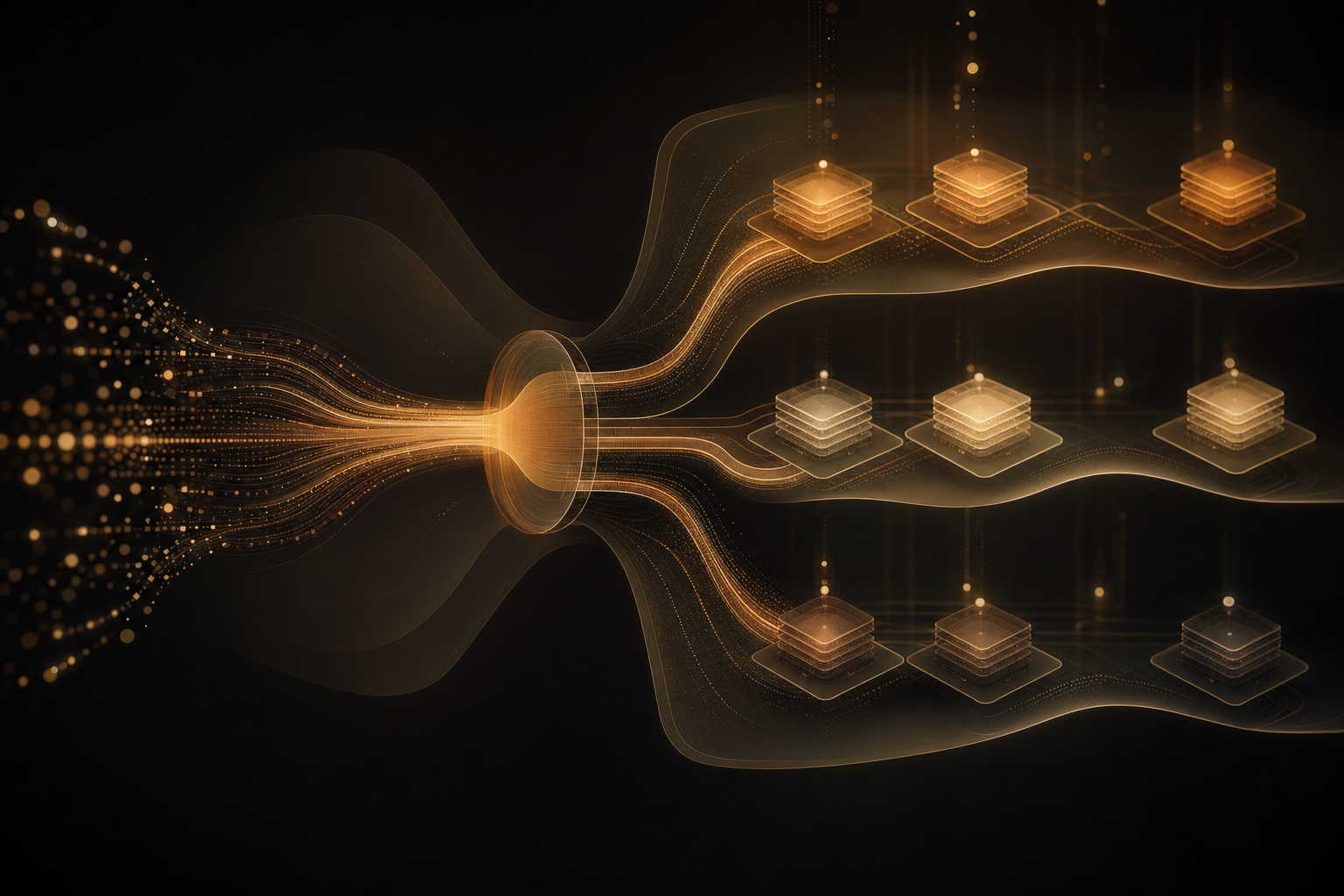 Abstract visualization of AI model cost strategy and token economics